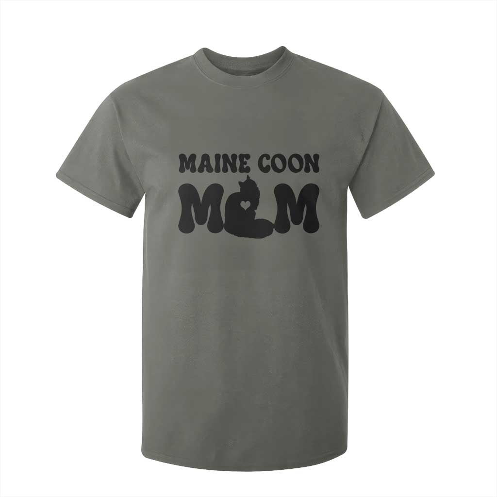Maine Coon Mom T Shirt For Kid Cat Lover Gift For Her TS12 Military Green Print Your Wear