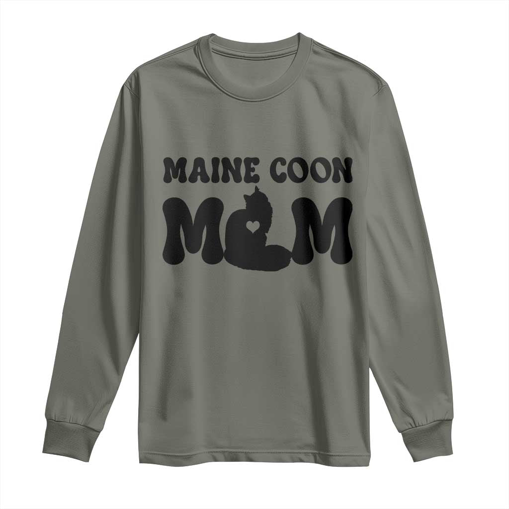 Maine Coon Mom Long Sleeve Shirt Cat Lover Gift For Her TS12 Military Green Print Your Wear