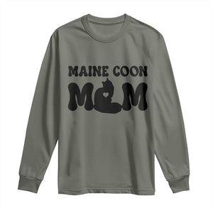 Maine Coon Mom Long Sleeve Shirt Cat Lover Gift For Her TS12 Military Green Print Your Wear