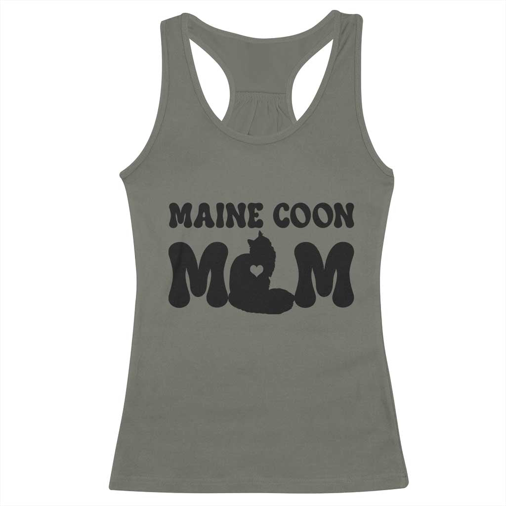 Maine Coon Mom Racerback Tank Top Cat Lover Gift For Her TS12 Military Green Print Your Wear