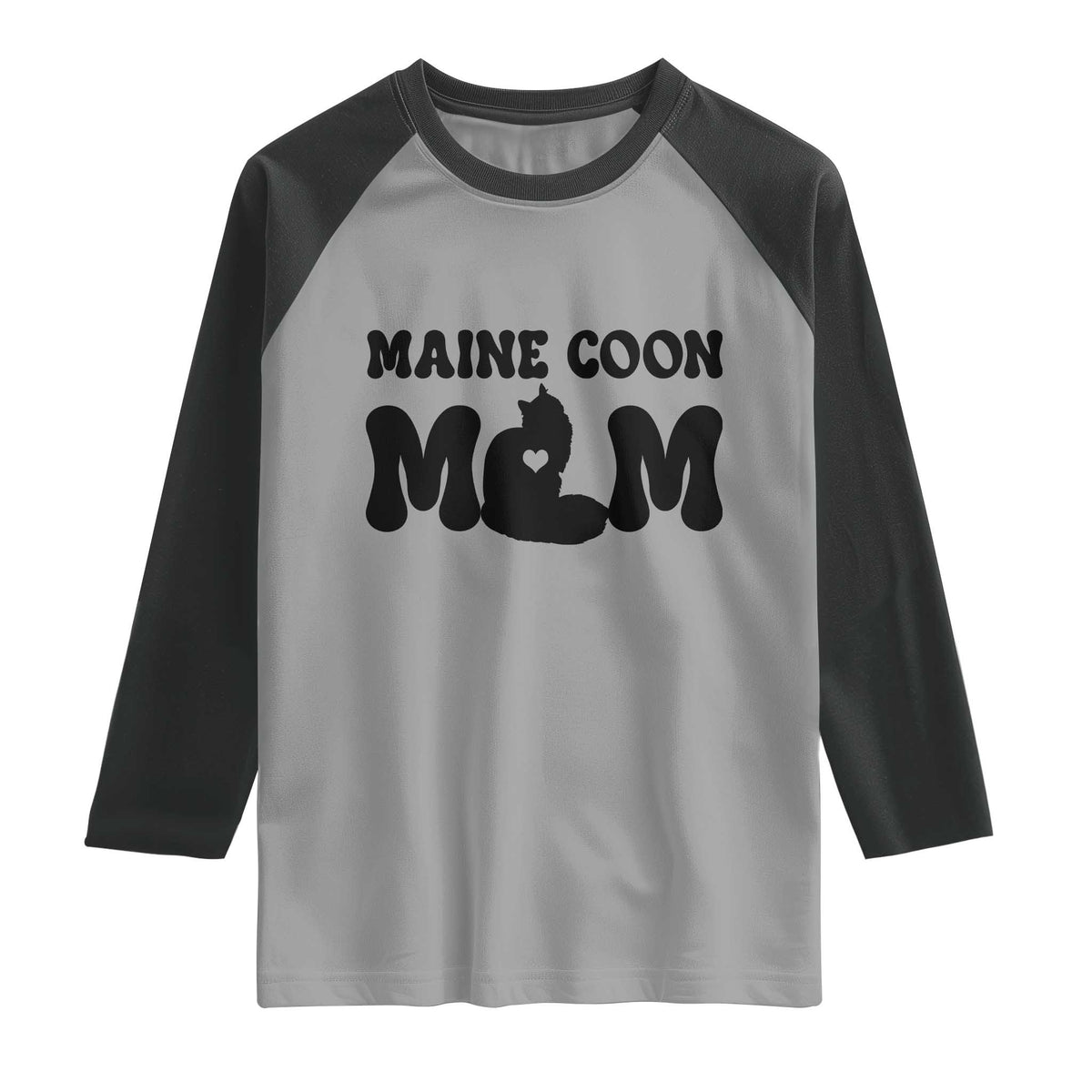 Maine Coon Mom Raglan Shirt Cat Lover Gift For Her TS12 Sport Gray Black Print Your Wear