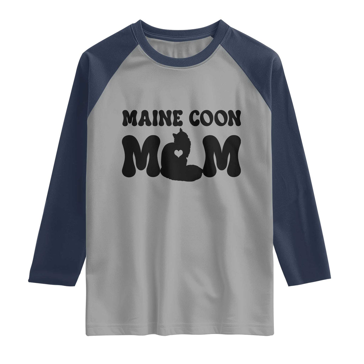 Maine Coon Mom Raglan Shirt Cat Lover Gift For Her TS12 Sport Gray Navy Print Your Wear