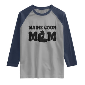 Maine Coon Mom Raglan Shirt Cat Lover Gift For Her TS12 Sport Gray Navy Print Your Wear