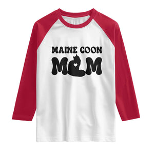 Maine Coon Mom Raglan Shirt Cat Lover Gift For Her TS12 White Red Print Your Wear