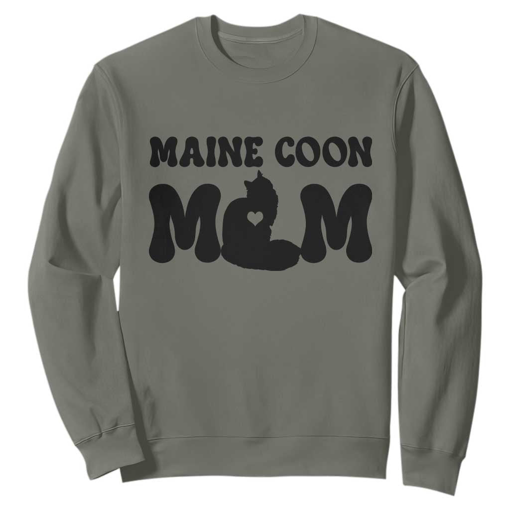 Maine Coon Mom Sweatshirt Cat Lover Gift For Her TS12 Military Green Print Your Wear