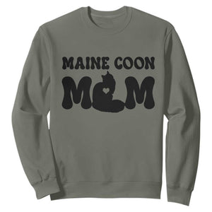 Maine Coon Mom Sweatshirt Cat Lover Gift For Her TS12 Military Green Print Your Wear