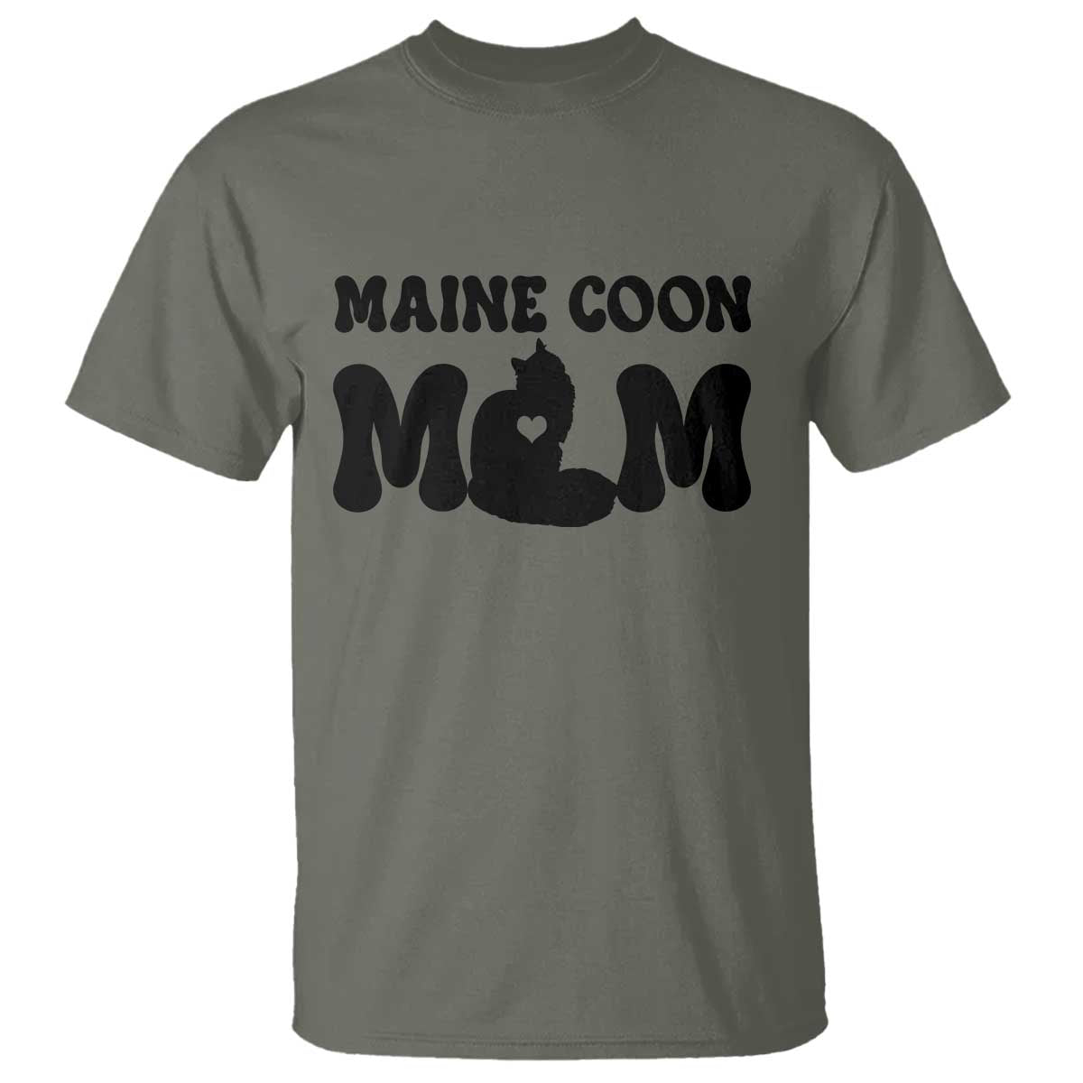 Maine Coon Mom T Shirt Cat Lover Gift For Her TS12 Military Green Print Your Wear