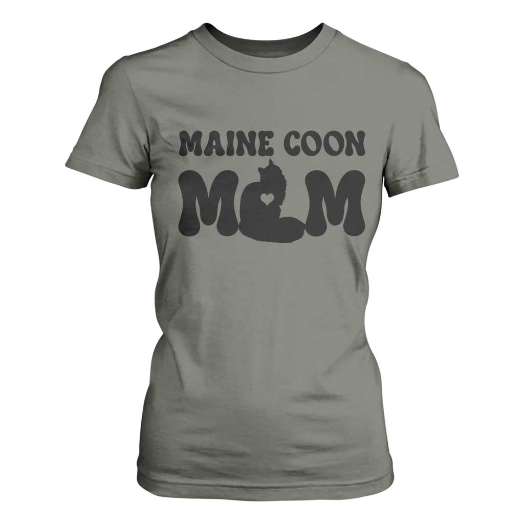Maine Coon Mom T Shirt For Women Cat Lover Gift For Her TS12 Military Green Print Your Wear