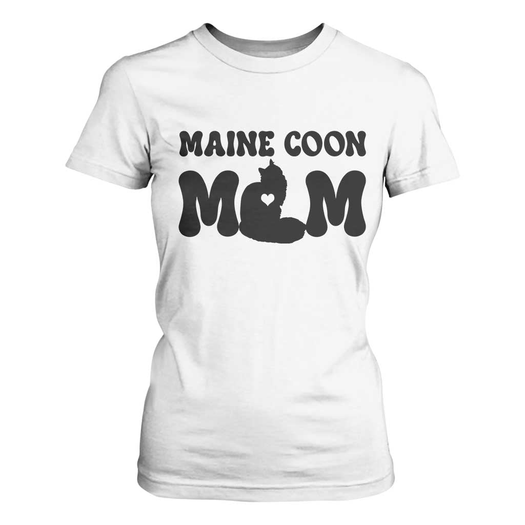 Maine Coon Mom T Shirt For Women Cat Lover Gift For Her TS12 White Print Your Wear