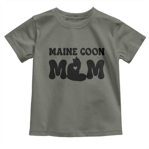 Maine Coon Mom Toddler T Shirt Cat Lover Gift For Her TS12 Military Green Print Your Wear