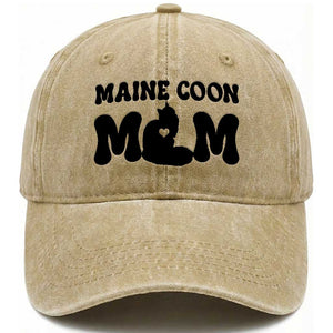 Maine Coon Mom Washed Cotton Baseball Cap Cat Lover Gift For Her TS12 Print Your Wear