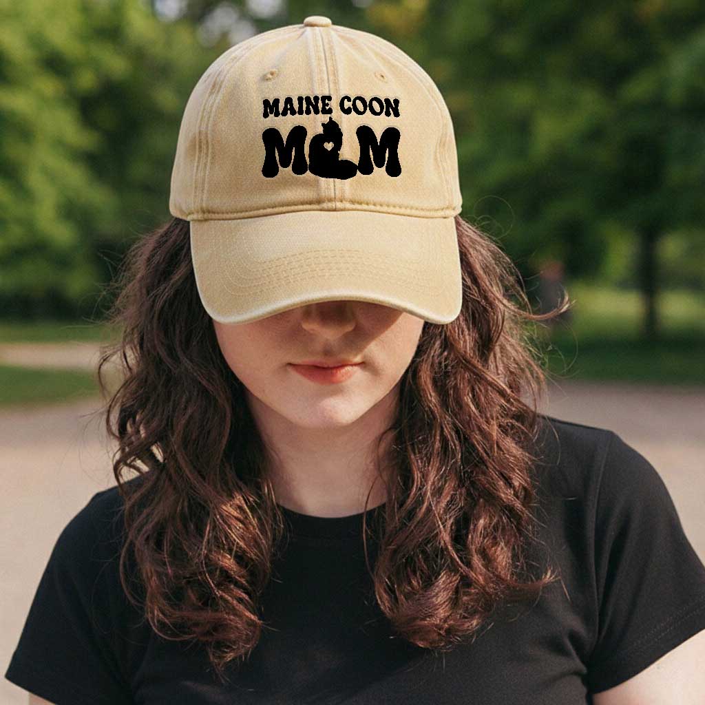 Maine Coon Mom Washed Cotton Baseball Cap Cat Lover Gift For Her TS12 Print Your Wear
