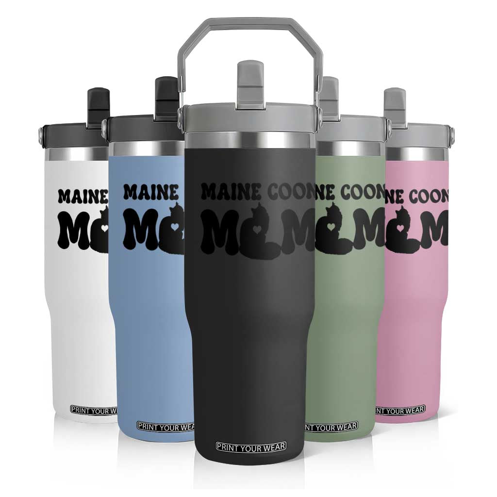Maine Coon Mom Flip Straw Tumbler Cat Lover Gift For Her TS12 Print Your Wear