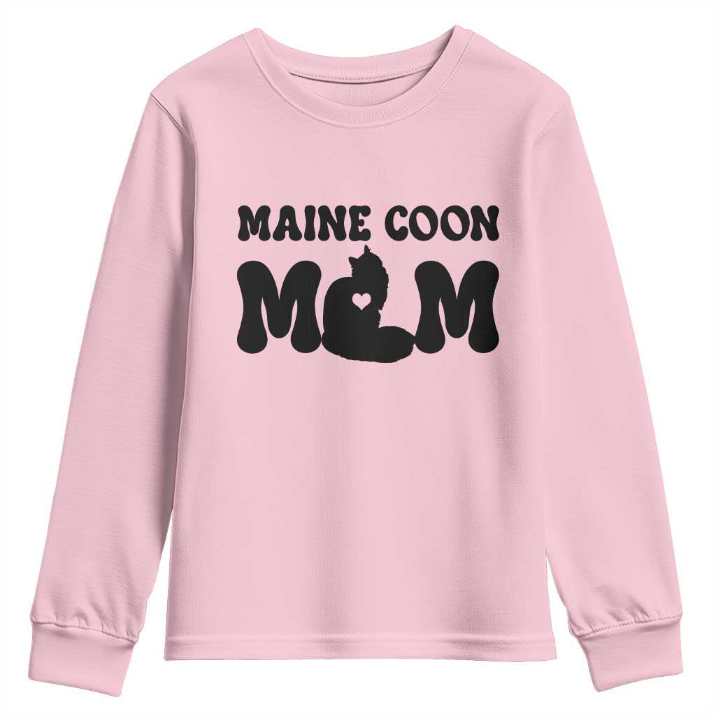 Maine Coon Mom Youth Sweatshirt Cat Lover Gift For Her TS12 Light Pink Print Your Wear