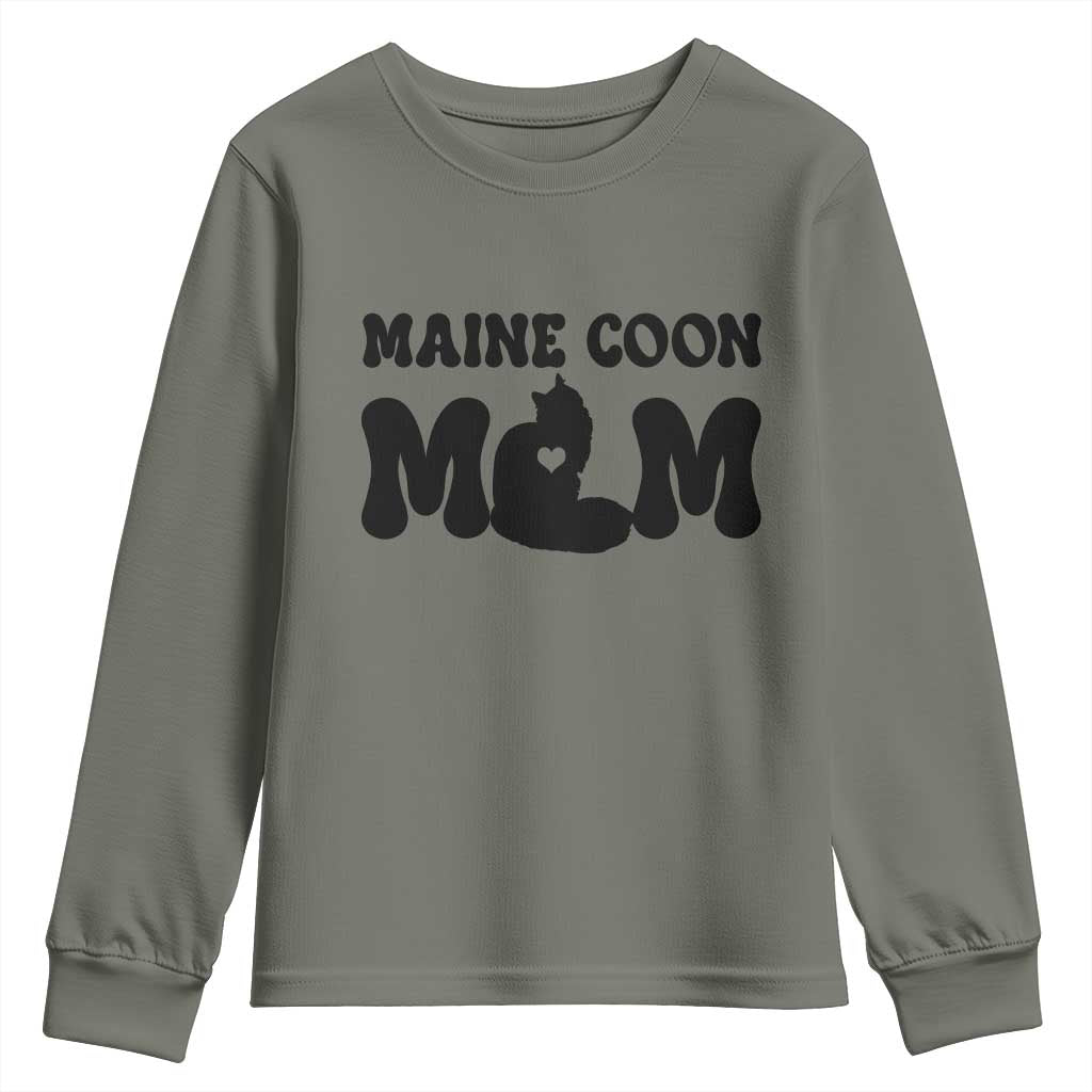 Maine Coon Mom Youth Sweatshirt Cat Lover Gift For Her TS12 Military Green Print Your Wear