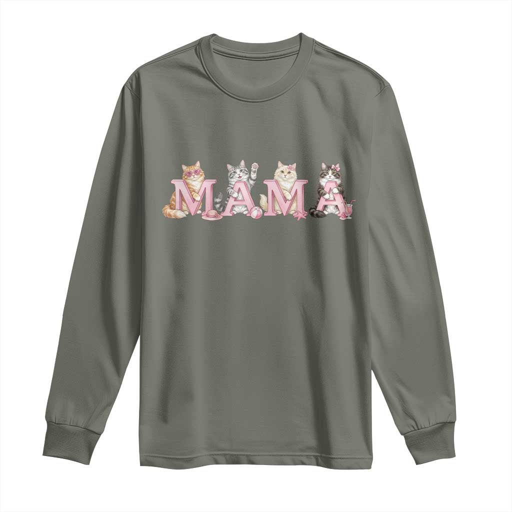 Proud Maine Coon Mama Long Sleeve Shirt Cat Lover Gift TS12 Military Green Print Your Wear