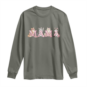 Proud Maine Coon Mama Long Sleeve Shirt Cat Lover Gift TS12 Military Green Print Your Wear
