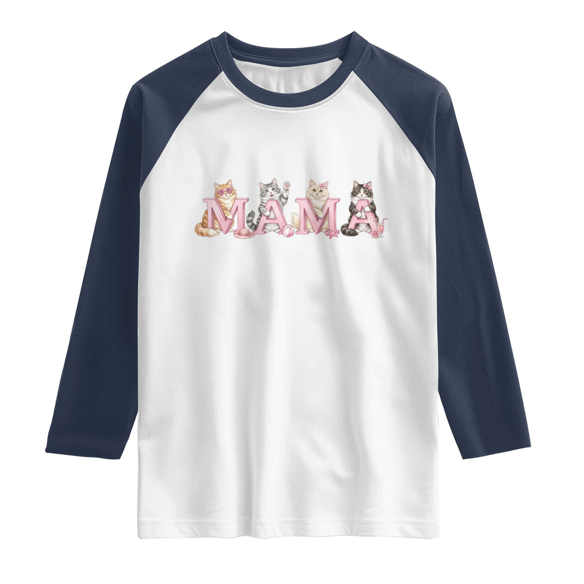 Proud Maine Coon Mama Raglan Shirt Cat Lover Gift TS12 White Navy Print Your Wear