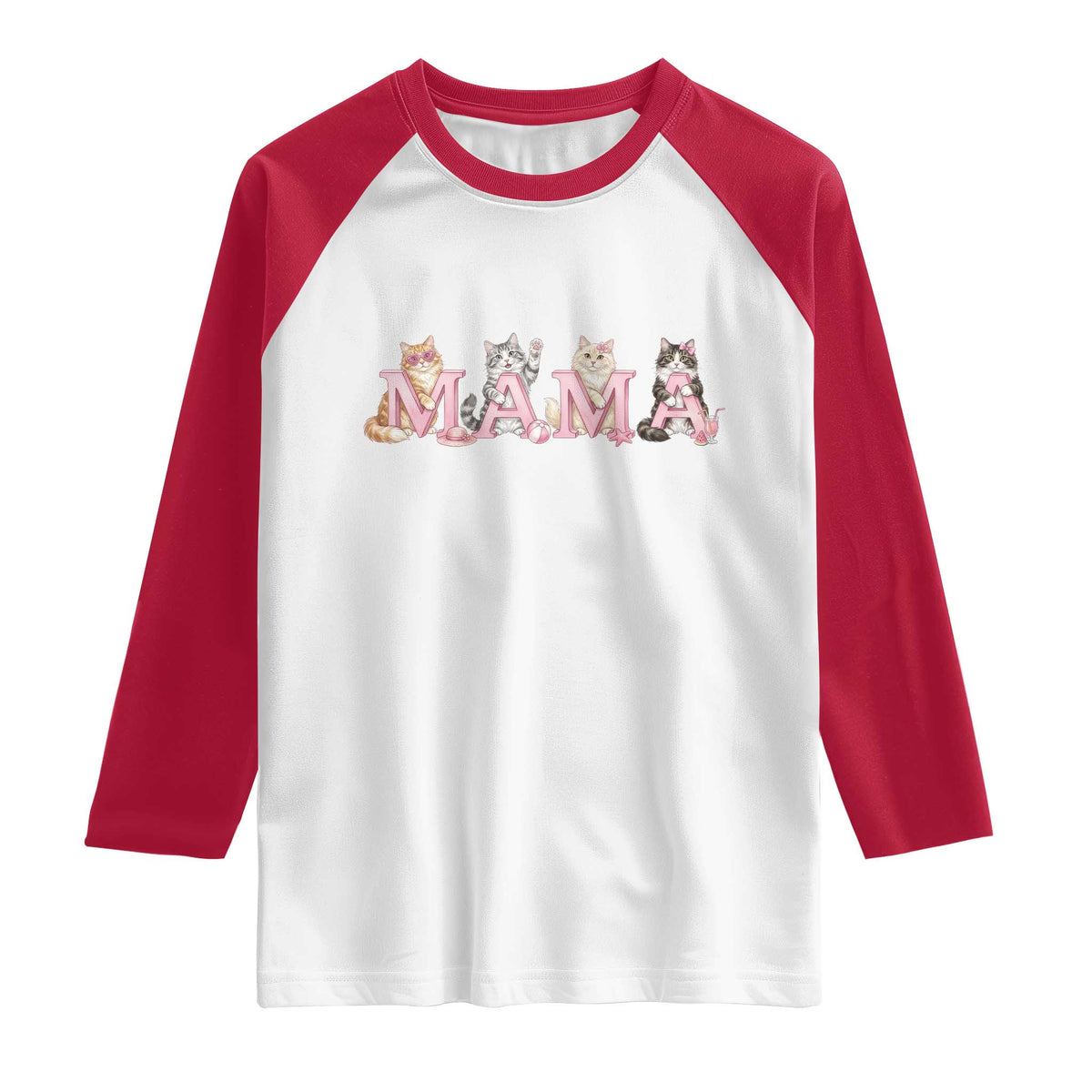 Proud Maine Coon Mama Raglan Shirt Cat Lover Gift TS12 White Red Print Your Wear