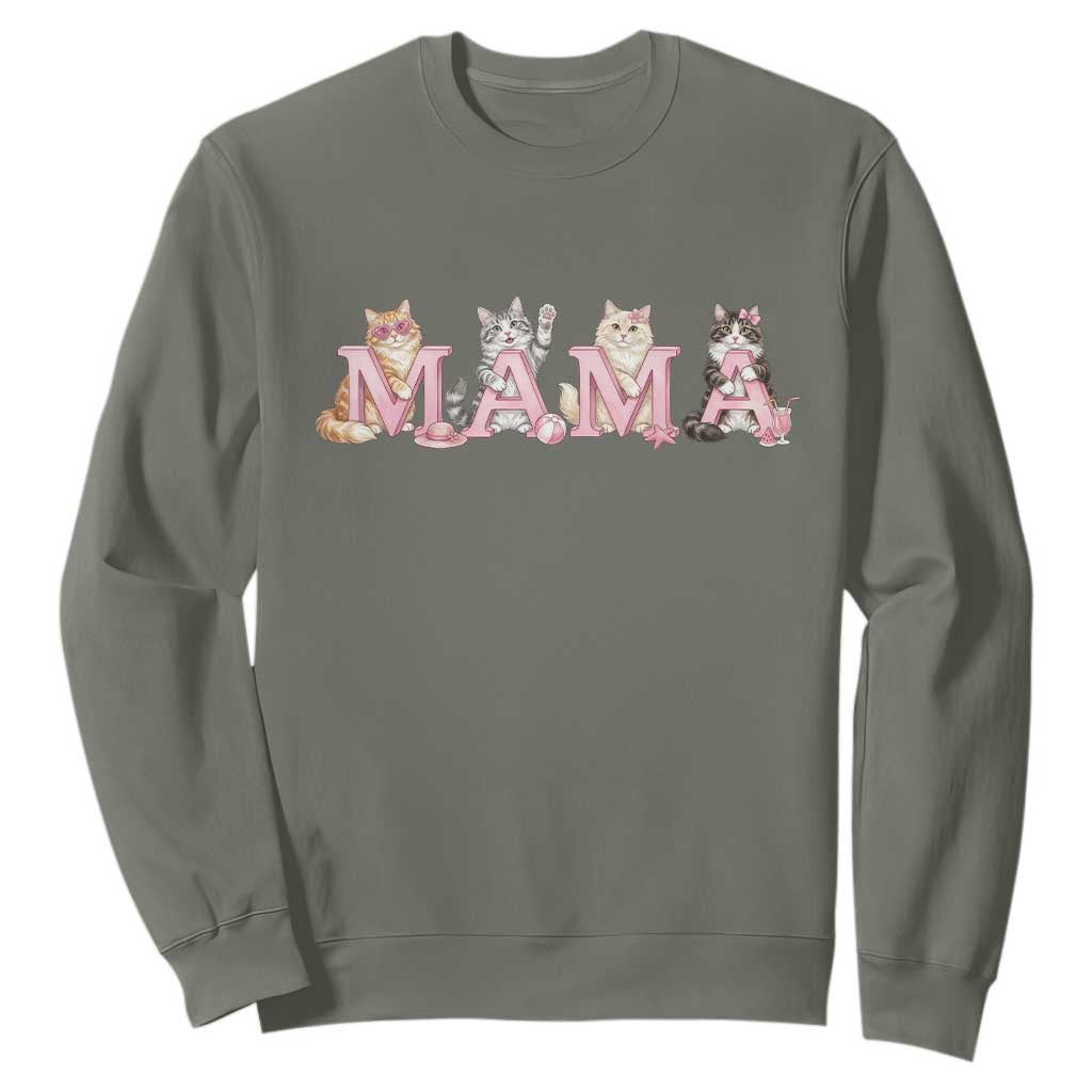 Proud Maine Coon Mama Sweatshirt Cat Lover Gift TS12 Military Green Print Your Wear
