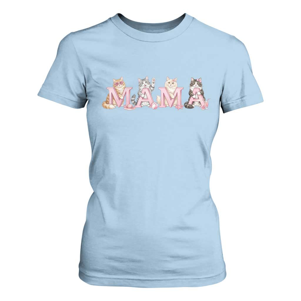 Proud Maine Coon Mama T Shirt For Women Cat Lover Gift TS12 Light Blue Print Your Wear