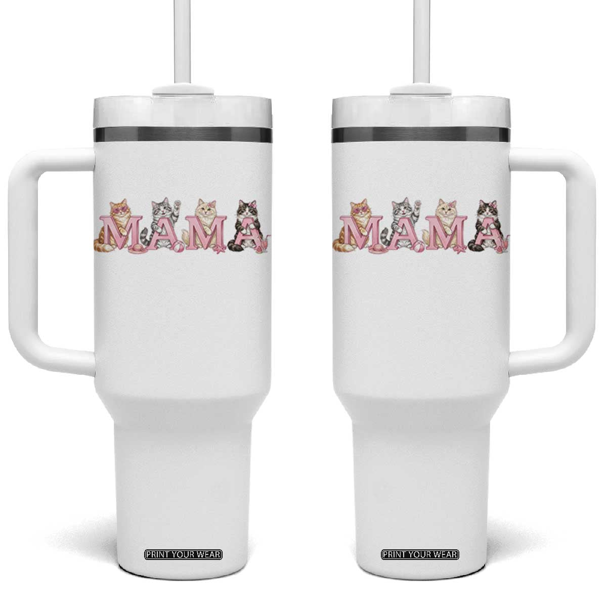 Proud Maine Coon Mama Tumbler With Handle Cat Lover Gift TS12 One Size: 40 oz White Print Your Wear