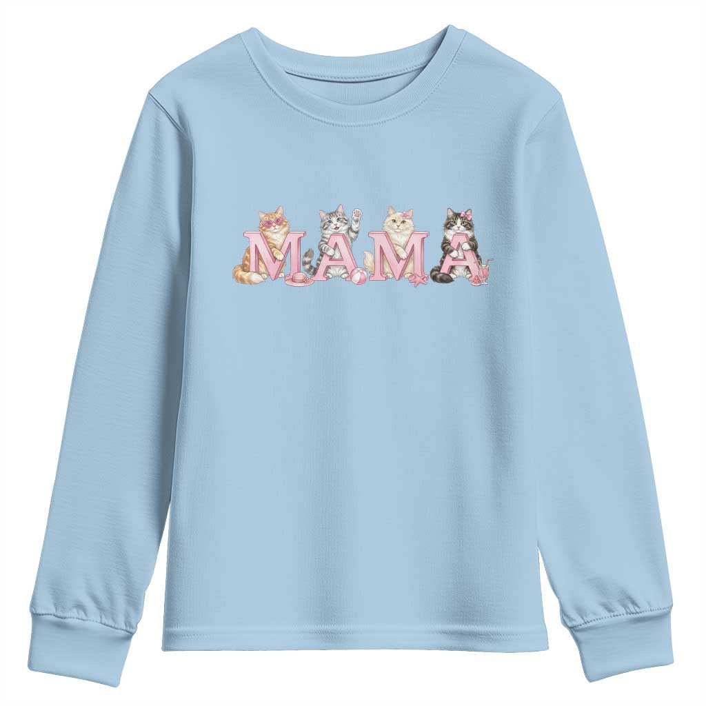 Proud Maine Coon Mama Youth Sweatshirt Cat Lover Gift TS12 Light Blue Print Your Wear