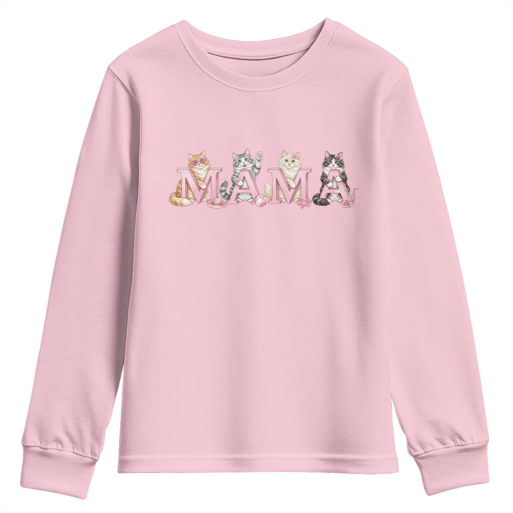 Proud Maine Coon Mama Youth Sweatshirt Cat Lover Gift TS12 Light Pink Print Your Wear