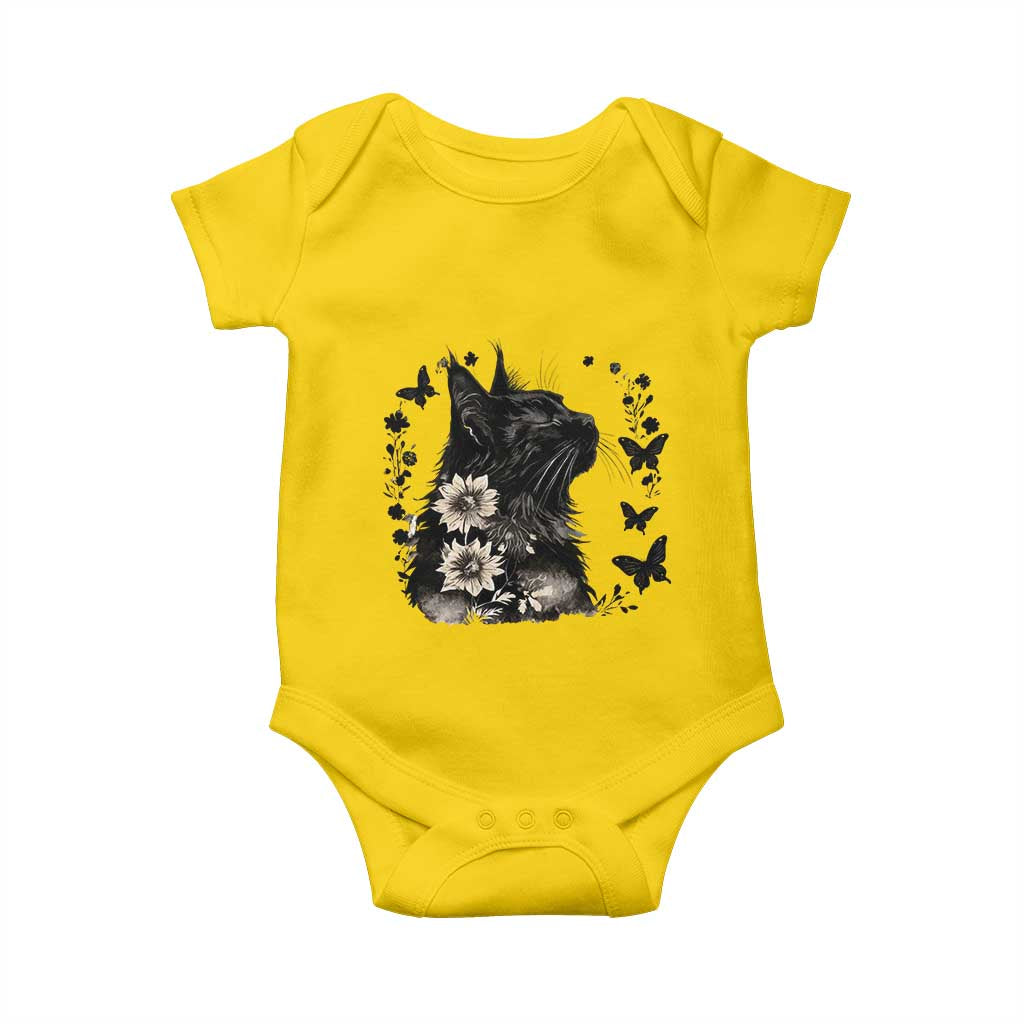 Black Maine Coon Cat Baby Onesie Floral Sunflower Watercolor Gift TS12 Daisy Print Your Wear