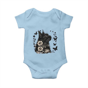 Black Maine Coon Cat Baby Onesie Floral Sunflower Watercolor Gift TS12 Light Blue Print Your Wear
