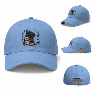 Black Maine Coon Cat Baseball Cap Floral Sunflower Watercolor Gift TS12 Baseball Cap Universal Fit Light Blue Print Your Wear