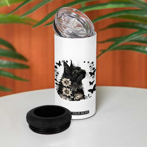Black Maine Coon Cat 4 in 1 Can Cooler Tumbler Floral Sunflower Watercolor Gift TS12 Print Your Wear