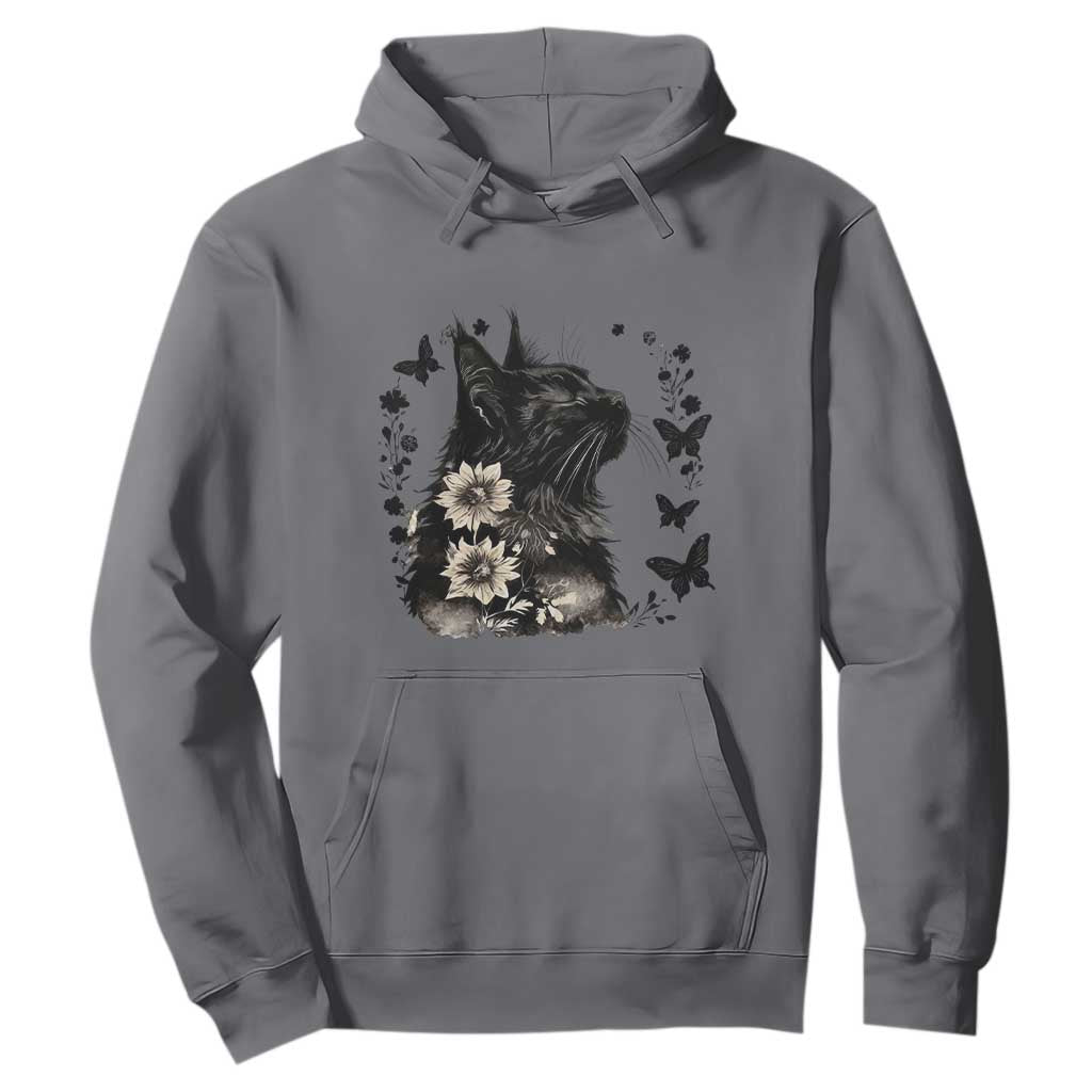 Black Maine Coon Cat Hoodie Floral Sunflower Watercolor Gift TS12 Charcoal Print Your Wear