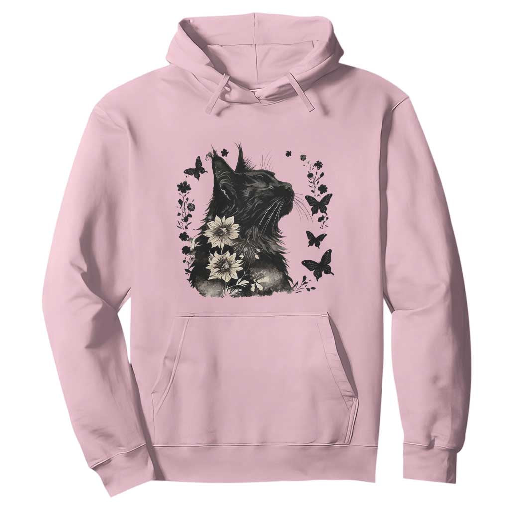 Black Maine Coon Cat Hoodie Floral Sunflower Watercolor Gift TS12 Light Pink Print Your Wear