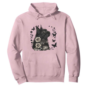 Black Maine Coon Cat Hoodie Floral Sunflower Watercolor Gift TS12 Light Pink Print Your Wear