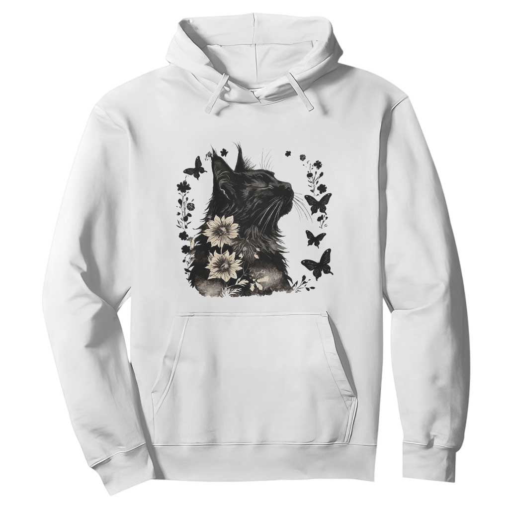 Black Maine Coon Cat Hoodie Floral Sunflower Watercolor Gift TS12 White Print Your Wear