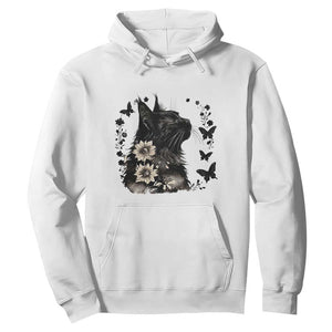 Black Maine Coon Cat Hoodie Floral Sunflower Watercolor Gift TS12 White Print Your Wear