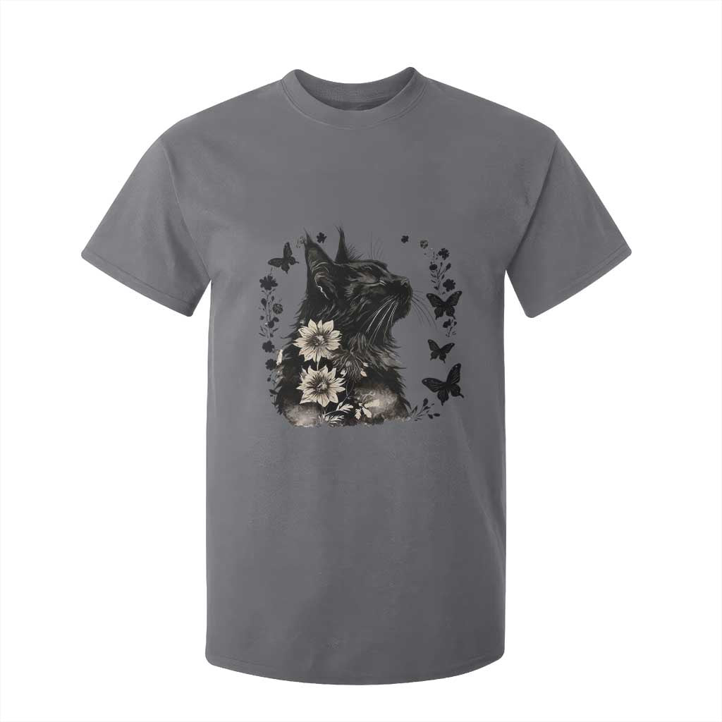 Black Maine Coon Cat T Shirt For Kid Floral Sunflower Watercolor Gift TS12 Charcoal Print Your Wear