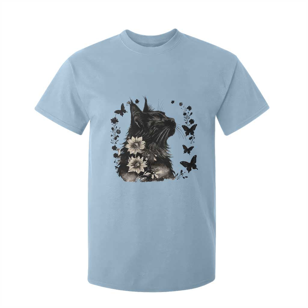 Black Maine Coon Cat T Shirt For Kid Floral Sunflower Watercolor Gift TS12 Light Blue Print Your Wear