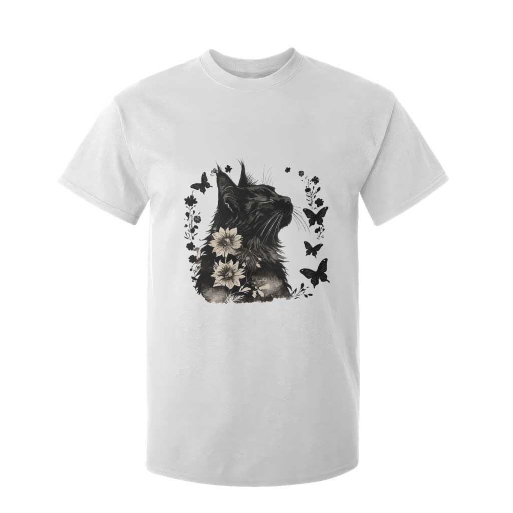 Black Maine Coon Cat T Shirt For Kid Floral Sunflower Watercolor Gift TS12 White Print Your Wear