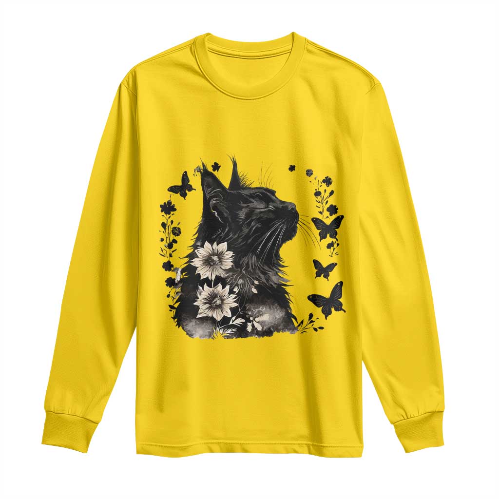 Black Maine Coon Cat Long Sleeve Shirt Floral Sunflower Watercolor Gift TS12 Daisy Print Your Wear