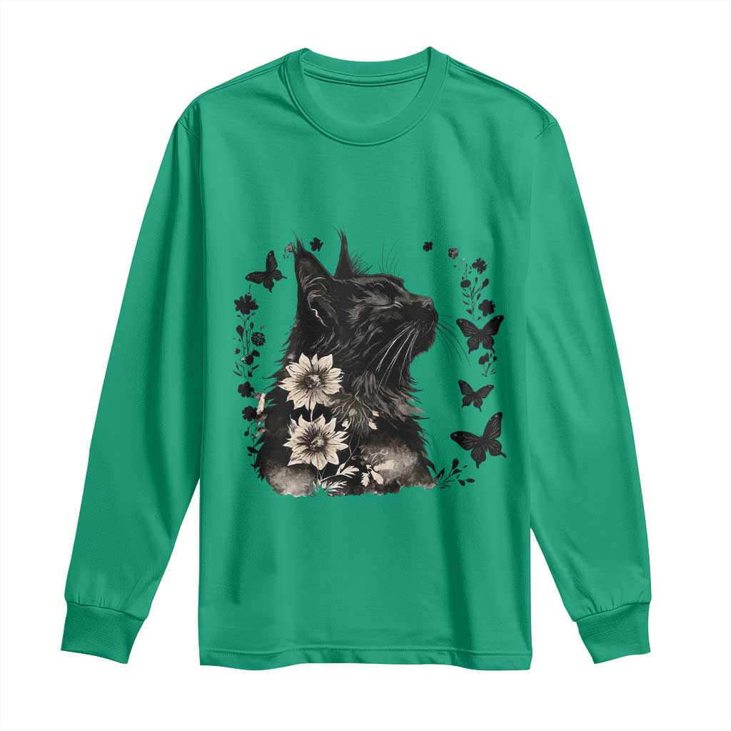 Black Maine Coon Cat Long Sleeve Shirt Floral Sunflower Watercolor Gift TS12 Irish Green Print Your Wear