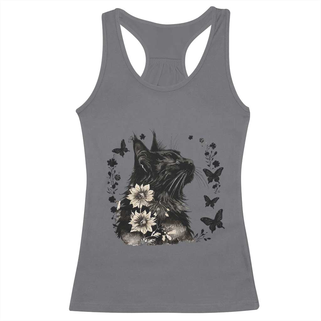 Black Maine Coon Cat Racerback Tank Top Floral Sunflower Watercolor Gift TS12 Charcoal Print Your Wear