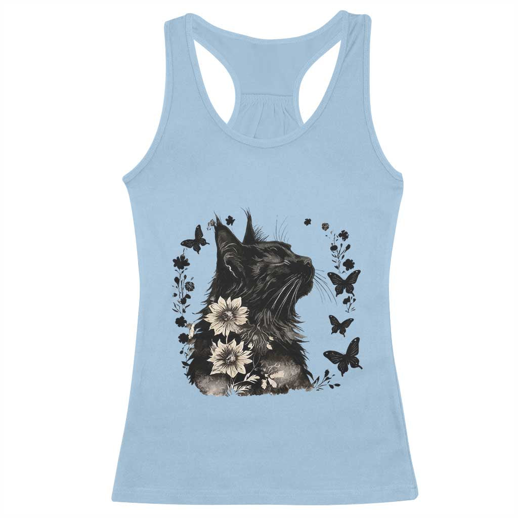 Black Maine Coon Cat Racerback Tank Top Floral Sunflower Watercolor Gift TS12 Light Blue Print Your Wear