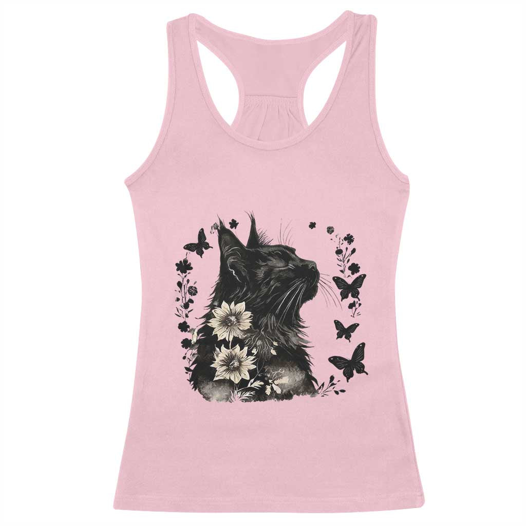 Black Maine Coon Cat Racerback Tank Top Floral Sunflower Watercolor Gift TS12 Light Pink Print Your Wear