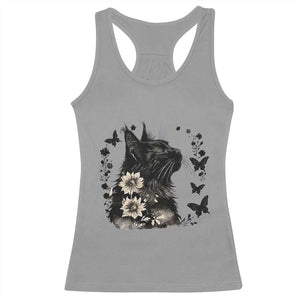 Black Maine Coon Cat Racerback Tank Top Floral Sunflower Watercolor Gift TS12 Sport Gray Print Your Wear