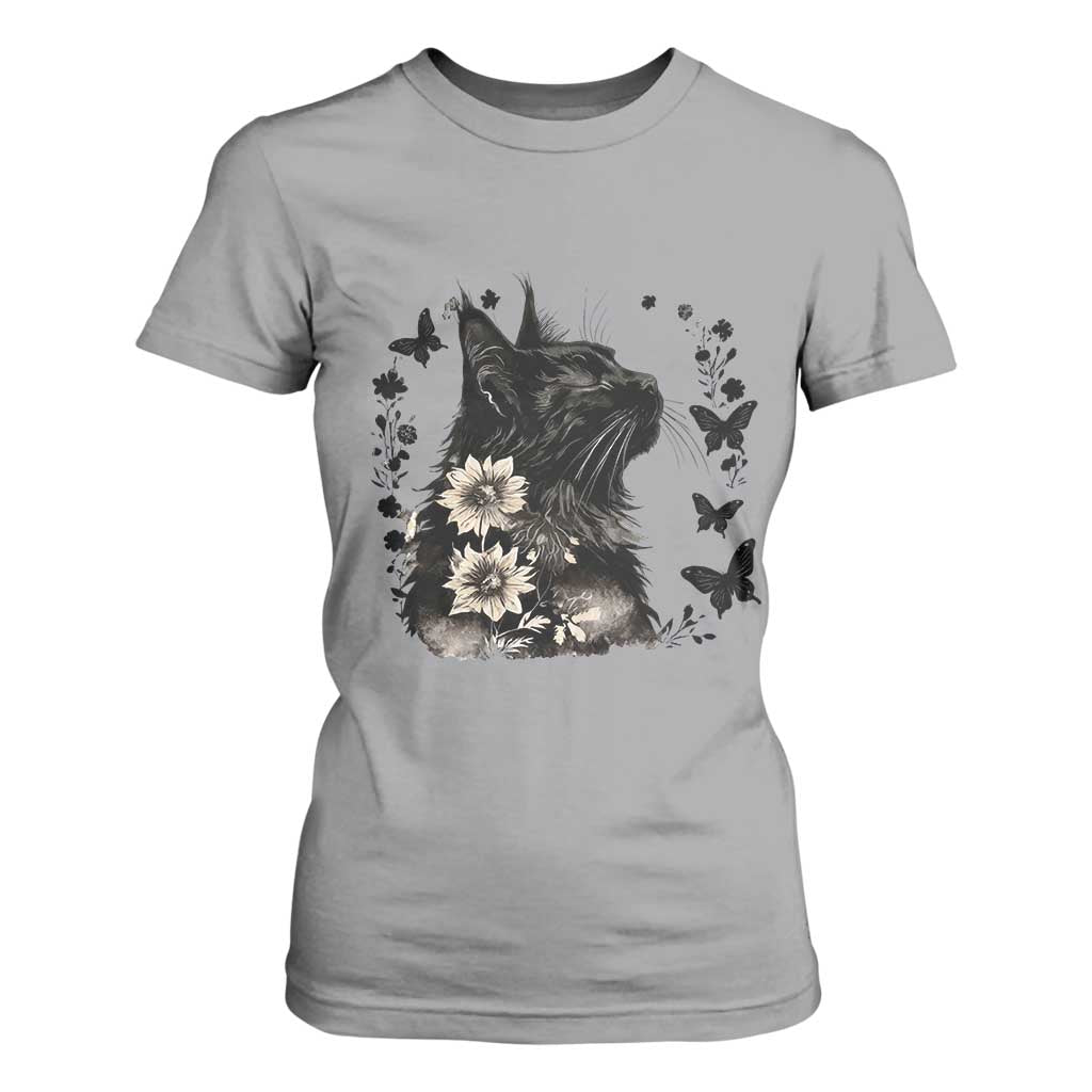 Black Maine Coon Cat T Shirt For Women Floral Sunflower Watercolor Gift TS12 Sport Gray Print Your Wear