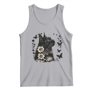Black Maine Coon Cat Tank Top Floral Sunflower Watercolor Gift TS12 Athletic Heather Print Your Wear