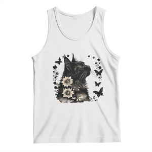 Black Maine Coon Cat Tank Top Floral Sunflower Watercolor Gift TS12 White Print Your Wear