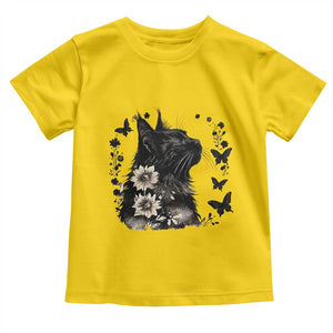 Black Maine Coon Cat Toddler T Shirt Floral Sunflower Watercolor Gift TS12 Daisy Print Your Wear